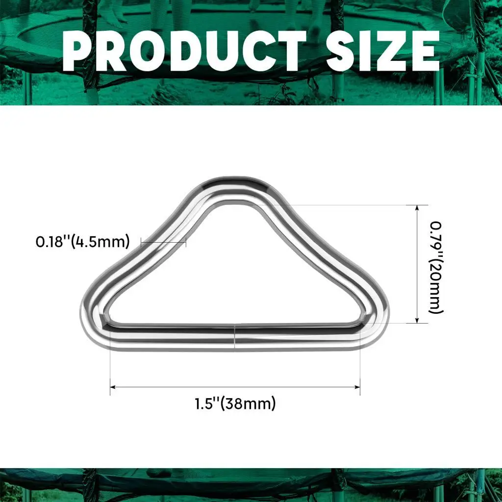 Durable Trampoline Triangle V Ring Strap Buckle for Mesh Holder and Spare Sheet 84 Rings Repair