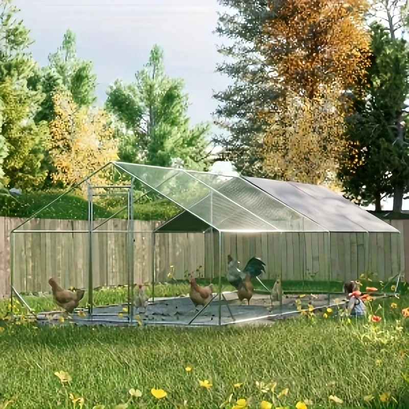 

Large Metal Chicken Coop, Walk-in Chicken Run, Galvanized Wire Poultry Chicken Hen Pen Cage, Rabbits Duck Cages With Waterproof