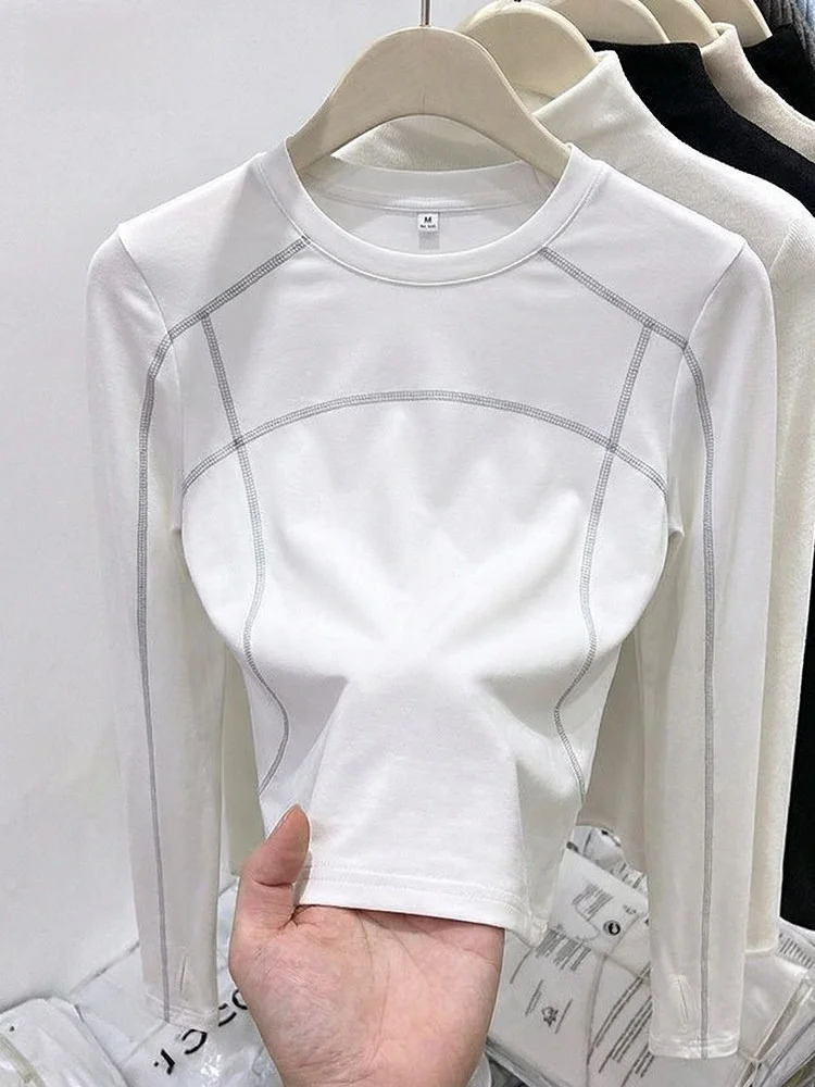 

Qui Dry Long Sve Yoga Sportswear for Women Fitn Exercise T-irt White Color Spring Summer Outdoor Activities