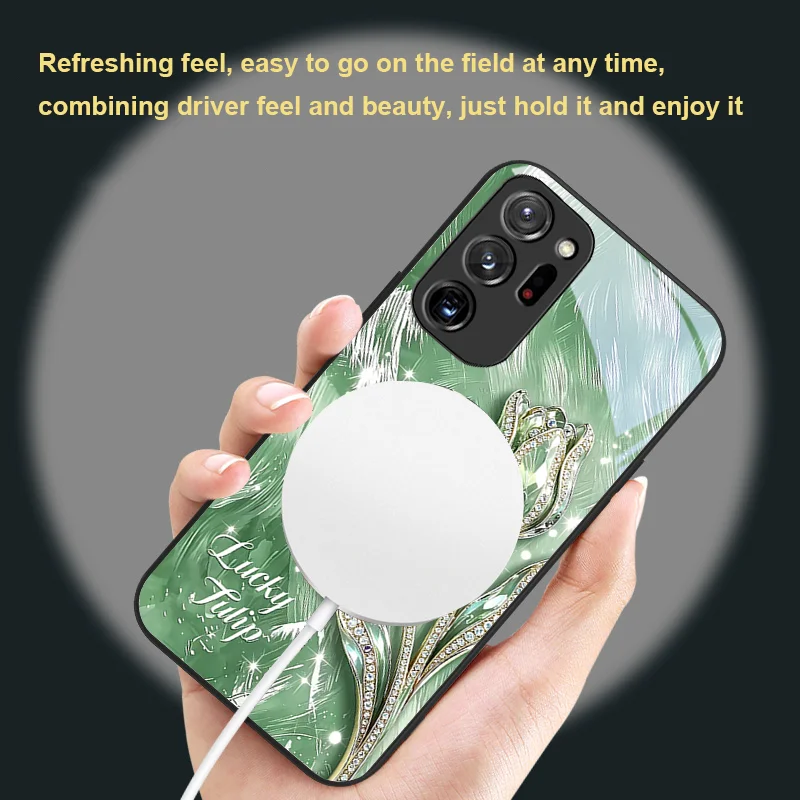 For Samsung S 21 Ultra 22 26 23 25 24 Magnetic Glass Phone Case Dustproof Protective Cover Colorful Tulip Flower Design view 5