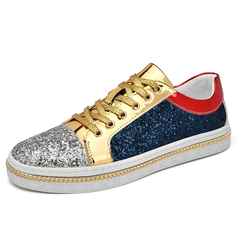 Trend Sequin Design Men's Shoes Fashion Sneakers for Men Luxury Brand Flat Board Shoes Mixed Color Couple Casual Shoes