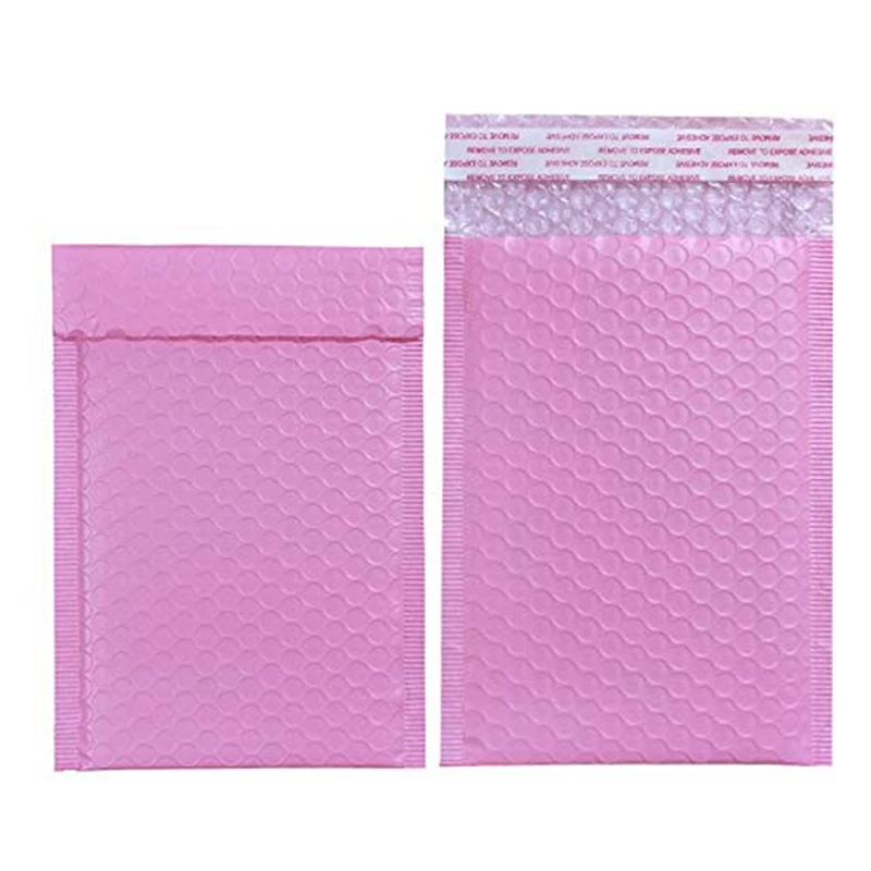 Sacos de envio cor-de-rosa claros do correio da bolha de 10 pces, sacos de empacotamento chiques para o negócio pequeno, envelopes acolchoados cor-de-rosa do envio