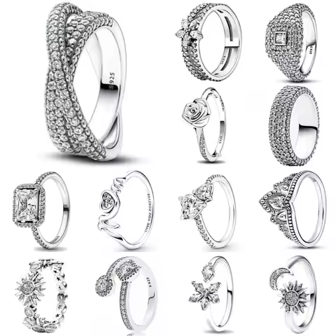 2025 New S925 Silver Bow Rose Ring Suitable For Valentine's Day Women's Gift Diy High Jewelry Fashion Jewelry