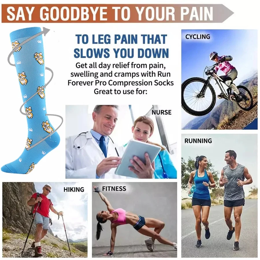 Compression Socks For Men Women Elastic Pregnancy Varicose Vein Edema Care Socks Outdoor Sports Running Cycling Hiking Football