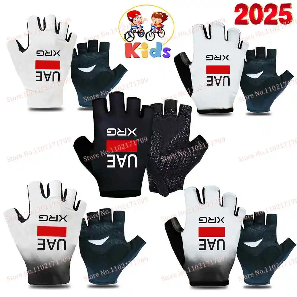 أطفال 2025 الإمارات العربية المتحدة فريق قفازات ركوب الدراجات نصف اصبع الأطفال الطريق دراجة قفازات تشغيل اللياقة البدنية رياضة ركوب دراجة قفازات الجبلية القفازات
