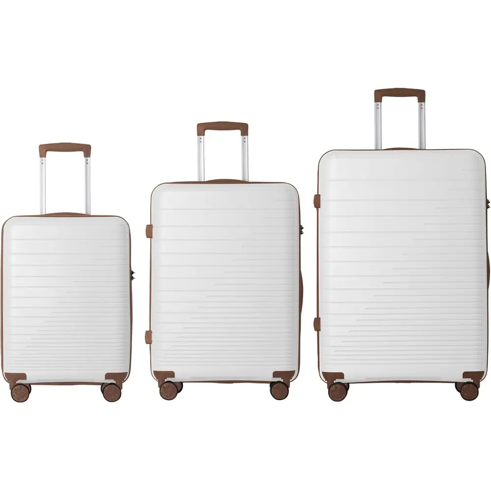 

3-Piece Large Hardshell Spinner Suitcases with TSA Lock, Lightweight for Travel or Business, White (20/24/28)