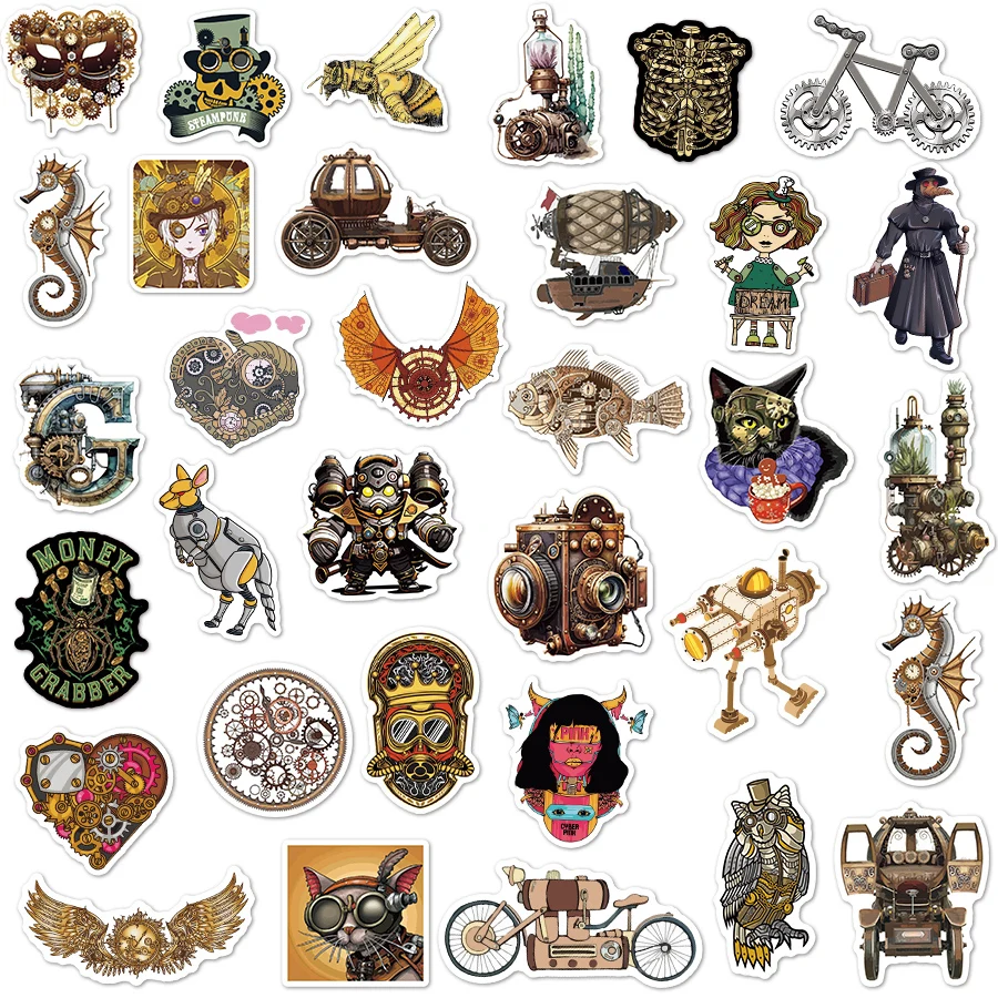 10/50/75 PCS adesivi Steampunk retrò per bambini decalcomania in vinile per Laptop fai da te bicicletta auto bagagli Skateboard adesivi impermeabili