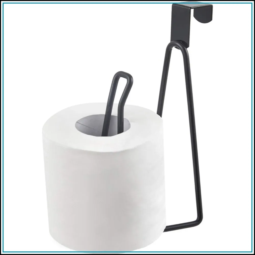 

Over The Tank Toilet Paper Holder Stand, Metal Tissue Roll Dispenser for Bathroom Storage - Black