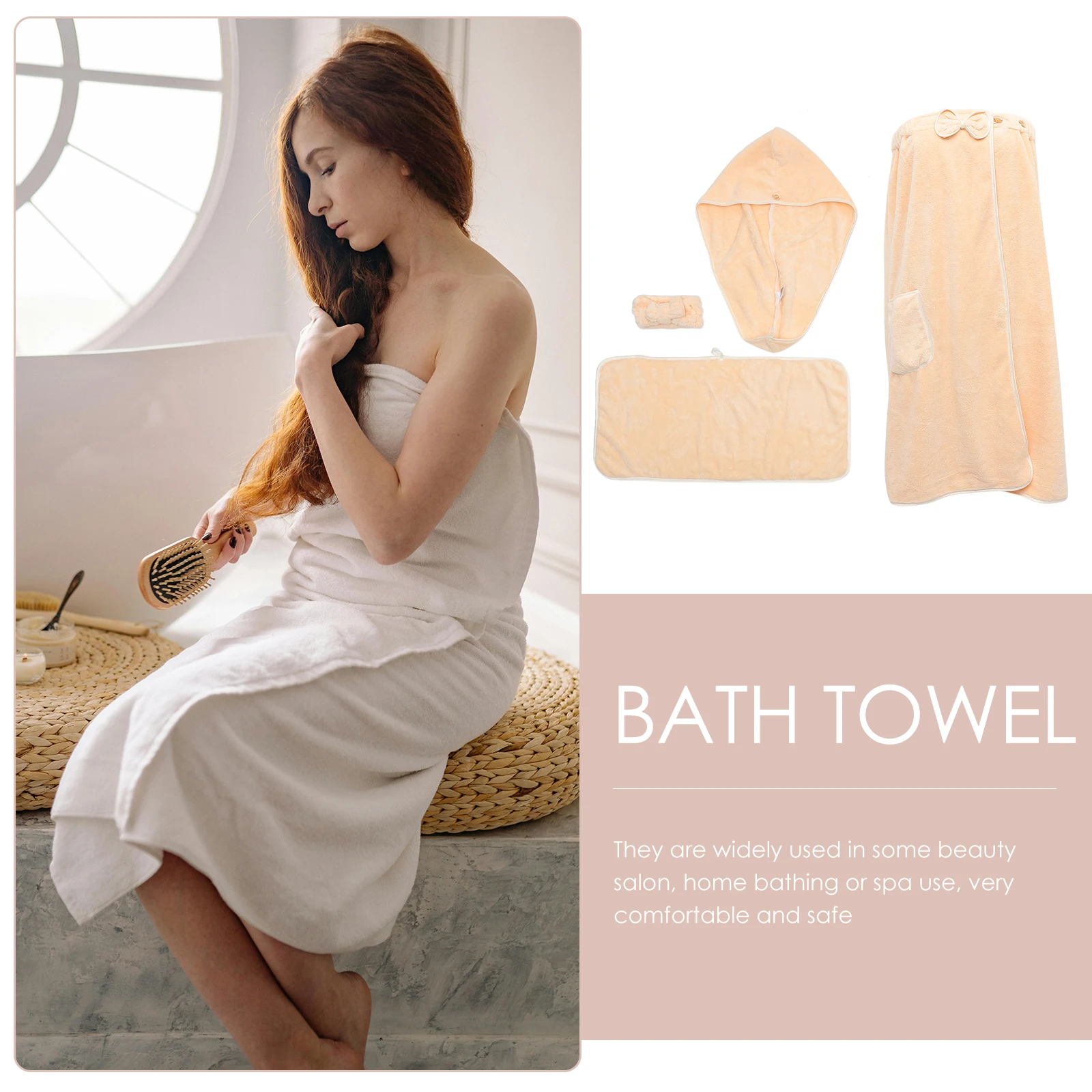 

1Set Comfortable Women Bath Towel Wrap Headband Shower Hat Spa Salon Use High Water Absorption Fast Drying Skin Safe