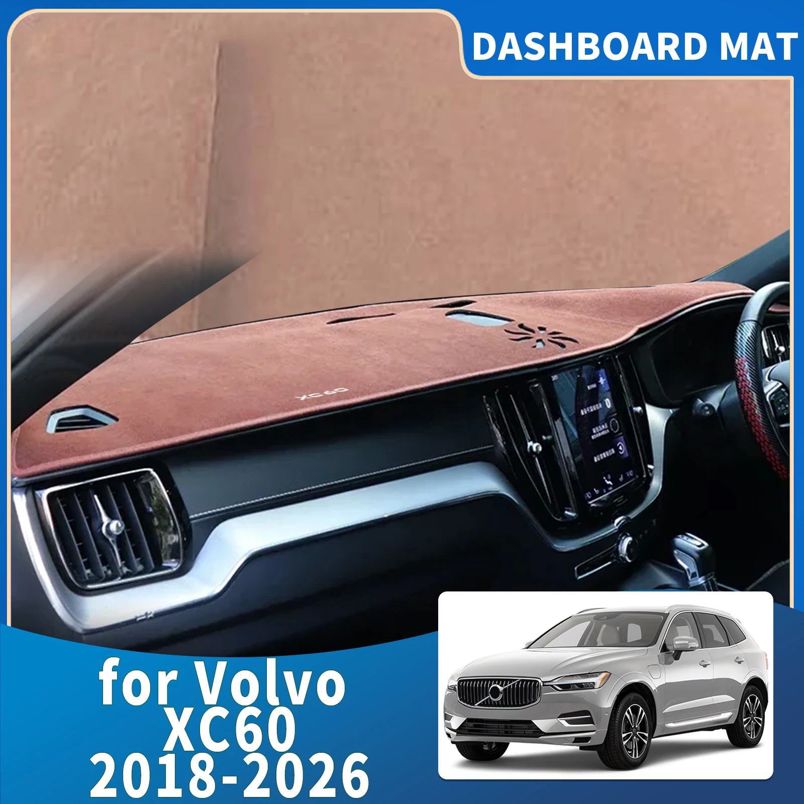 

fit for Volvo XC60 2026 2025-2018 Car Dashmat Dashboard Cover Pad Protective Carpet Leather Accessories DashMat Sunshade
