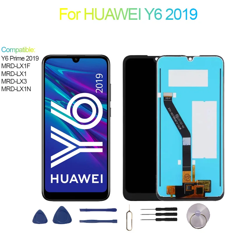 Новый, проверенный дисплей LCD с сенсорной панелью для HUAWEI Y6 2019, Y6 Prime 2019, MRD-LX1F/LX1/LX3/LX1N, экран Y6 2019 D
