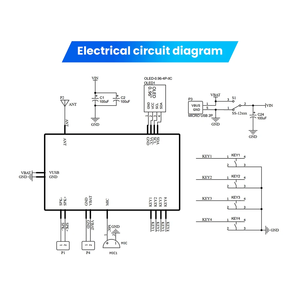 Kit eletrônico de interfone micro usb, faça você mesmo, com concha, display digital oled de 0.96 polegadas, bk4802p, rf + rda5807, chip duplo 409.85mhz