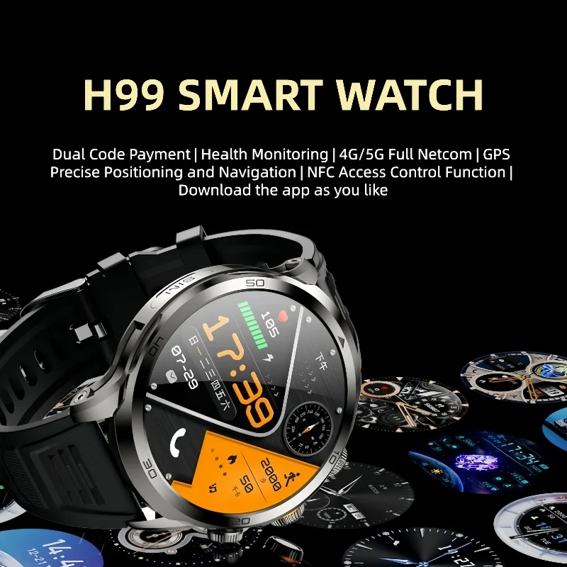 

New H99 SmartWatch SIM Insert Model 1.95 inch AMOLED HD Spherical Screen 128G Memory Video Chat Global Calling Man Watch