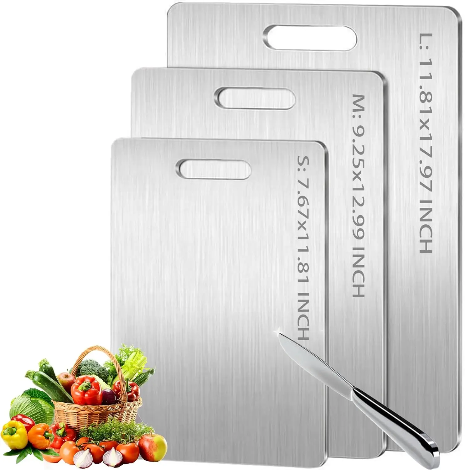 

Titanium Cutting Board Set of 3,100% Pure Titanium Cutting Boards for Kitchen Double Sided,Hygiene Durable Dishwasher,Fr