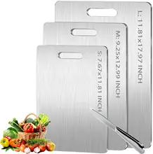 Titanium Cutting Board Set of 3,100% Pure Titanium Cutting Boards for Kitchen Double Sided,Hygiene Durable Dishwasher,Fr