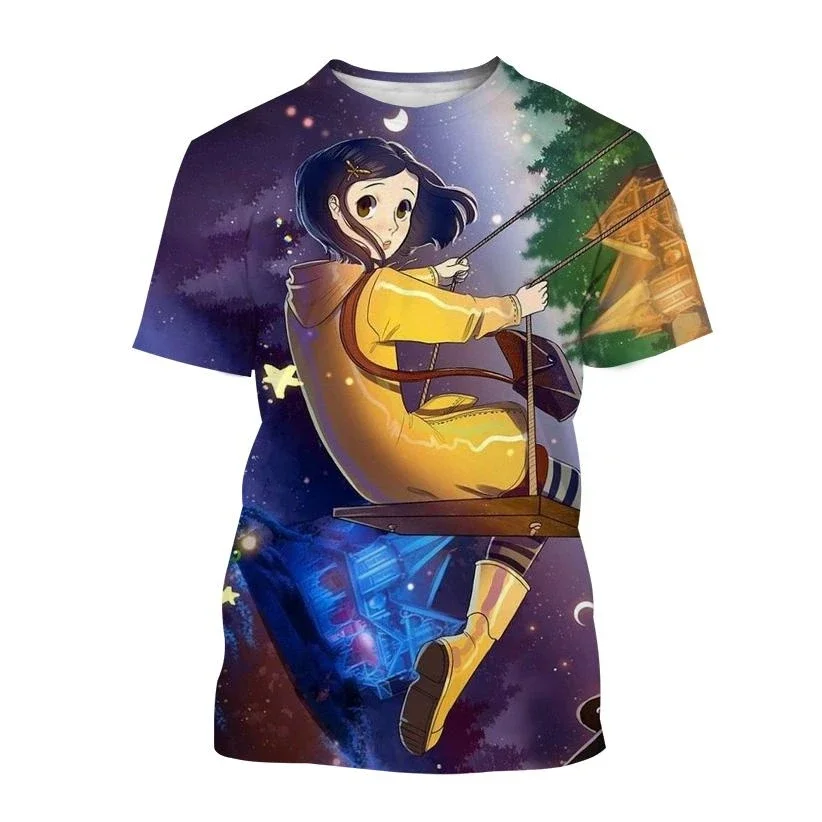 Coraline & the Secret Door 3D T-Shirt Thriller Horror Anime Movie Unisex Personality Coraline Print Short Sleeve Top