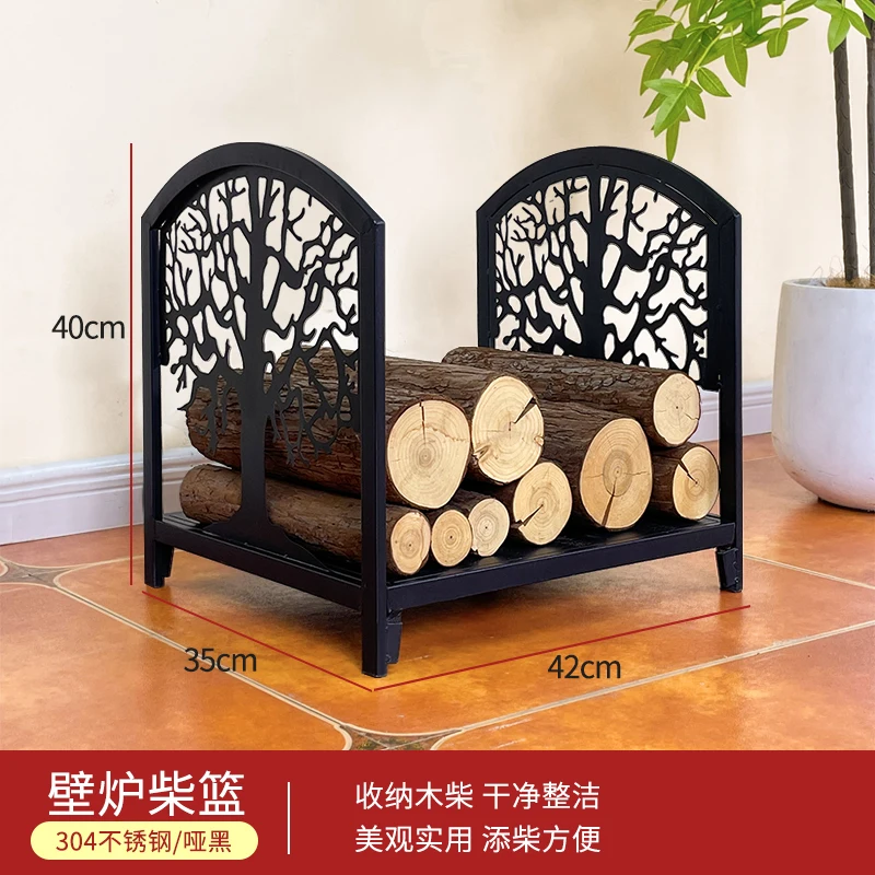 

Fireplace firewood rack Wood frame basket stacking rack Winter hollow 304 stainless steel frame Firew