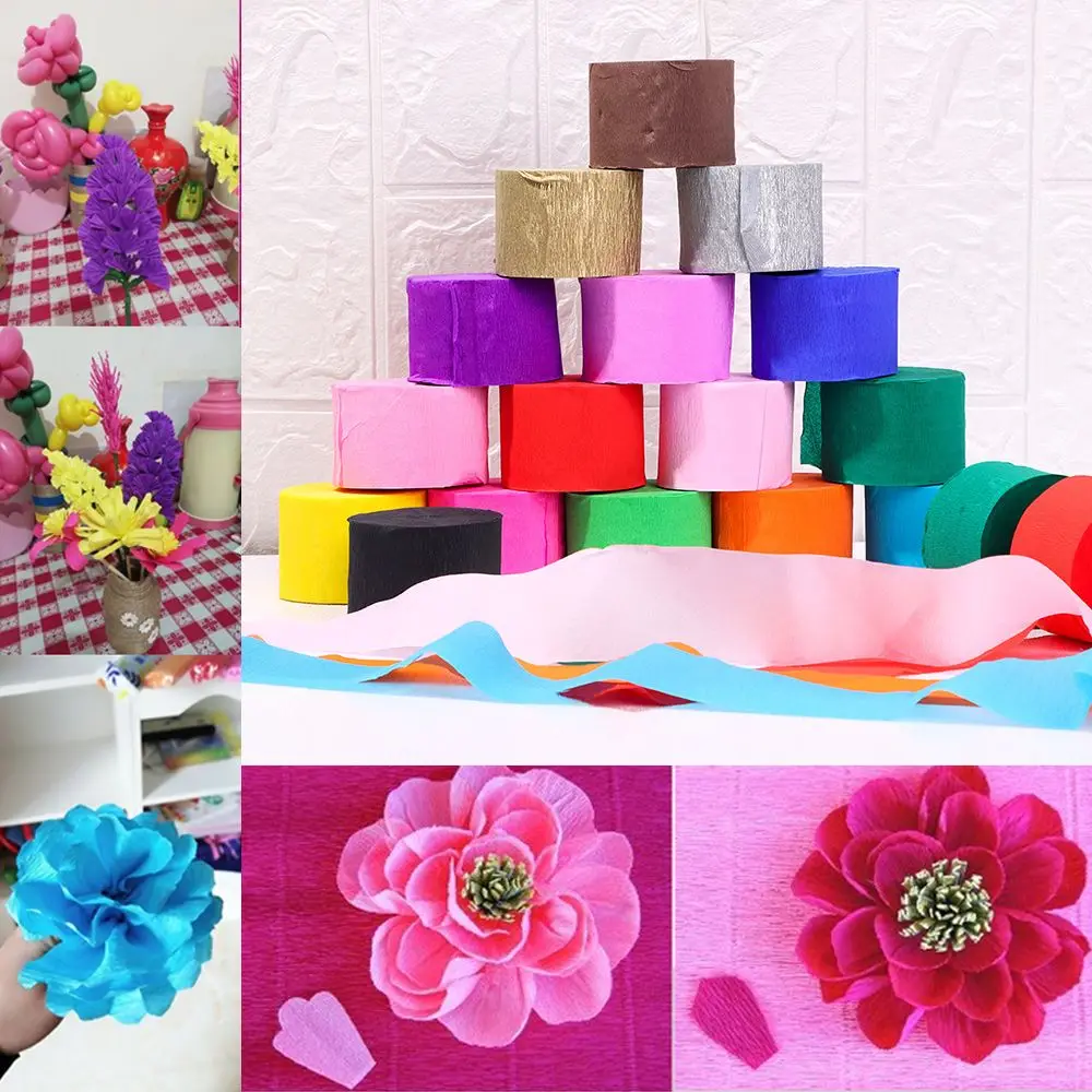 1 Roll Colored Party Supplies Rainbow DIY Paper Crepe Paper Streamers Wedding Decor Garland Photography Backdrops