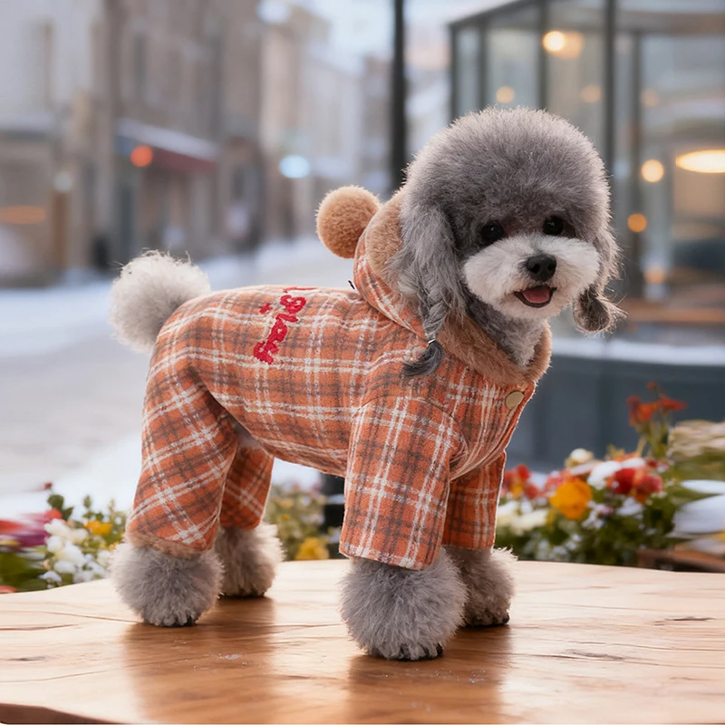 

Зимняя одежда для собак, комбинезон, плотная теплая одежда для домашних животных, пальто, померанский пудель, бишон, шнауцер, одежда, костюм для маленькой собаки, Прямая поставка
