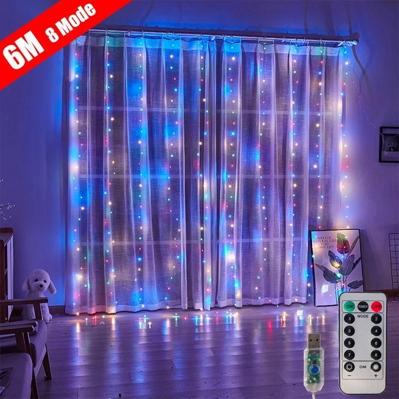 

LED String Lights Christmas Decoration Remote Control USB Wedding Garland Curtain 3M Lamp Holiday For Bedroom Bulb Outdoor Fairy