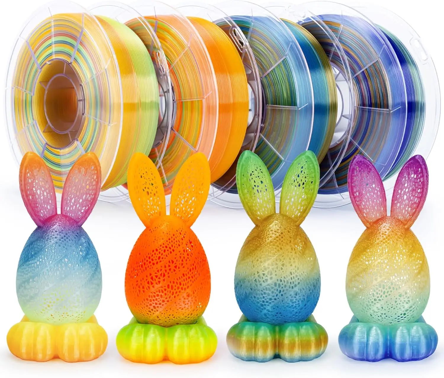 

Fast Color Changing PLA Filament 1.75mm, 3D Printing Material, Crystal Series 1kg x 4 Spool, Dimensional Accuracy +/-0.03mm
