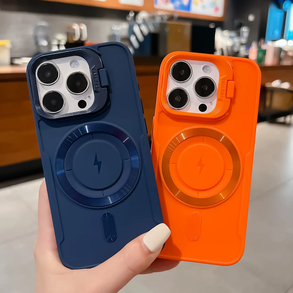 Luxus Magnetische Telefon Fall Für iPhone 11 13 16 Pro Max 15 14 13 12 16 pro max Weiche TPU Stoßfest Flip Up Objektiv Halter Funda Abdeckung