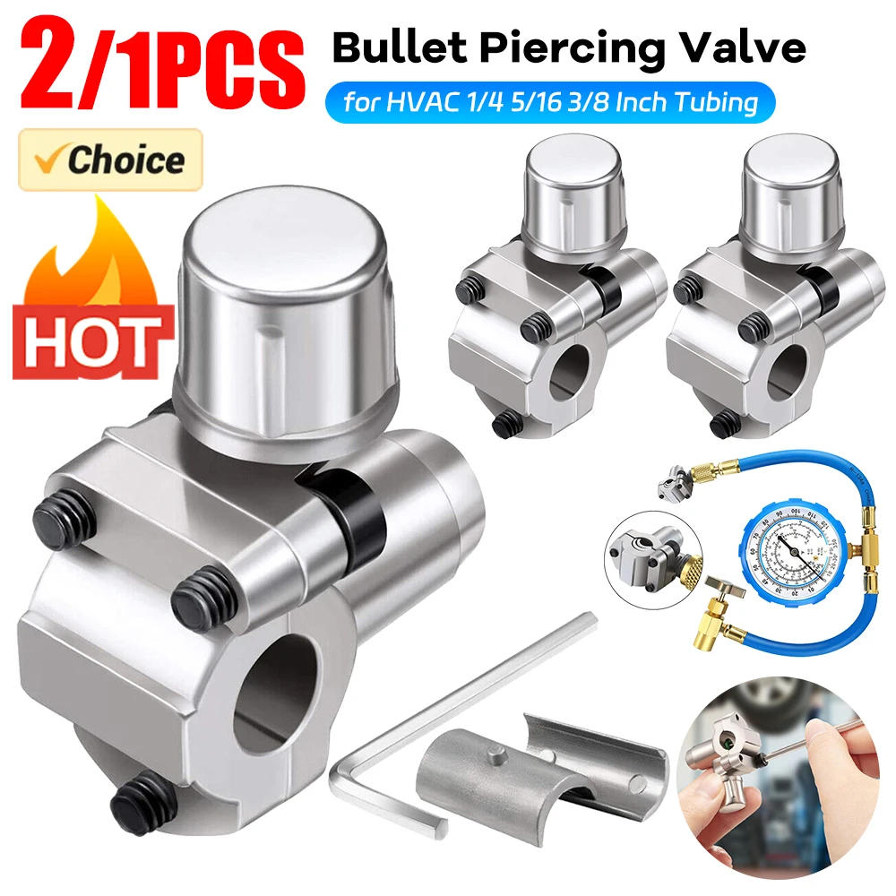 

Bullet Piercing Valve Line Tap Faucet Valve Kit A/C BPV-31 Piercing Valve Zinc Alloy Valve for HVAC 1/4 5/16 3/8 Inch Tubing