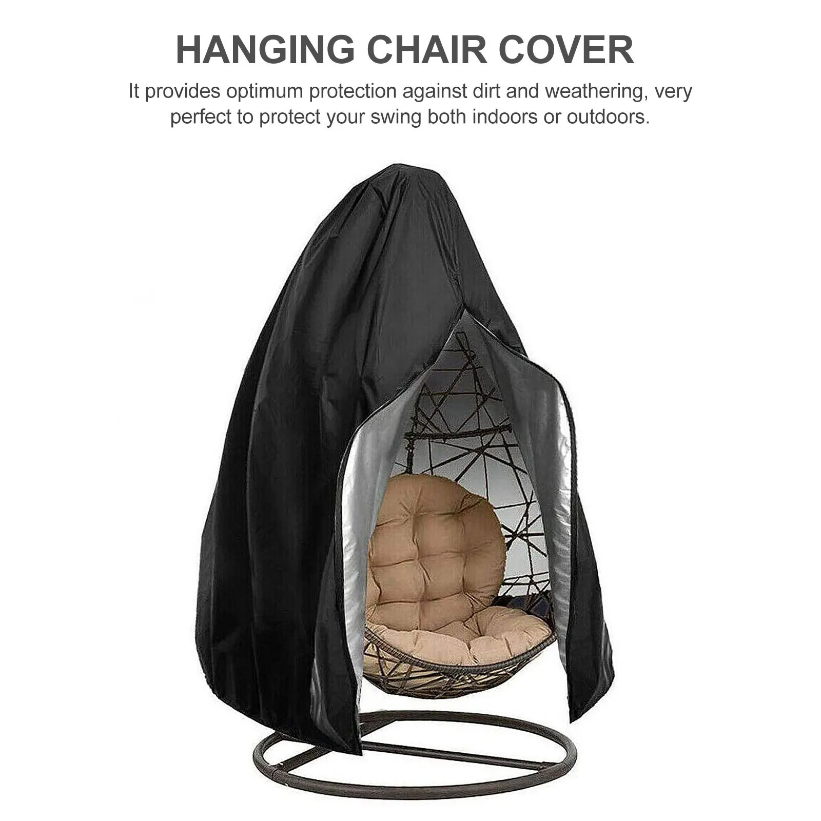 

1Pcs Hanging Chair Cover Waterproof Durable Thick Egg Chair Zipper Protector Windproof for Indoor Outdoor Swing