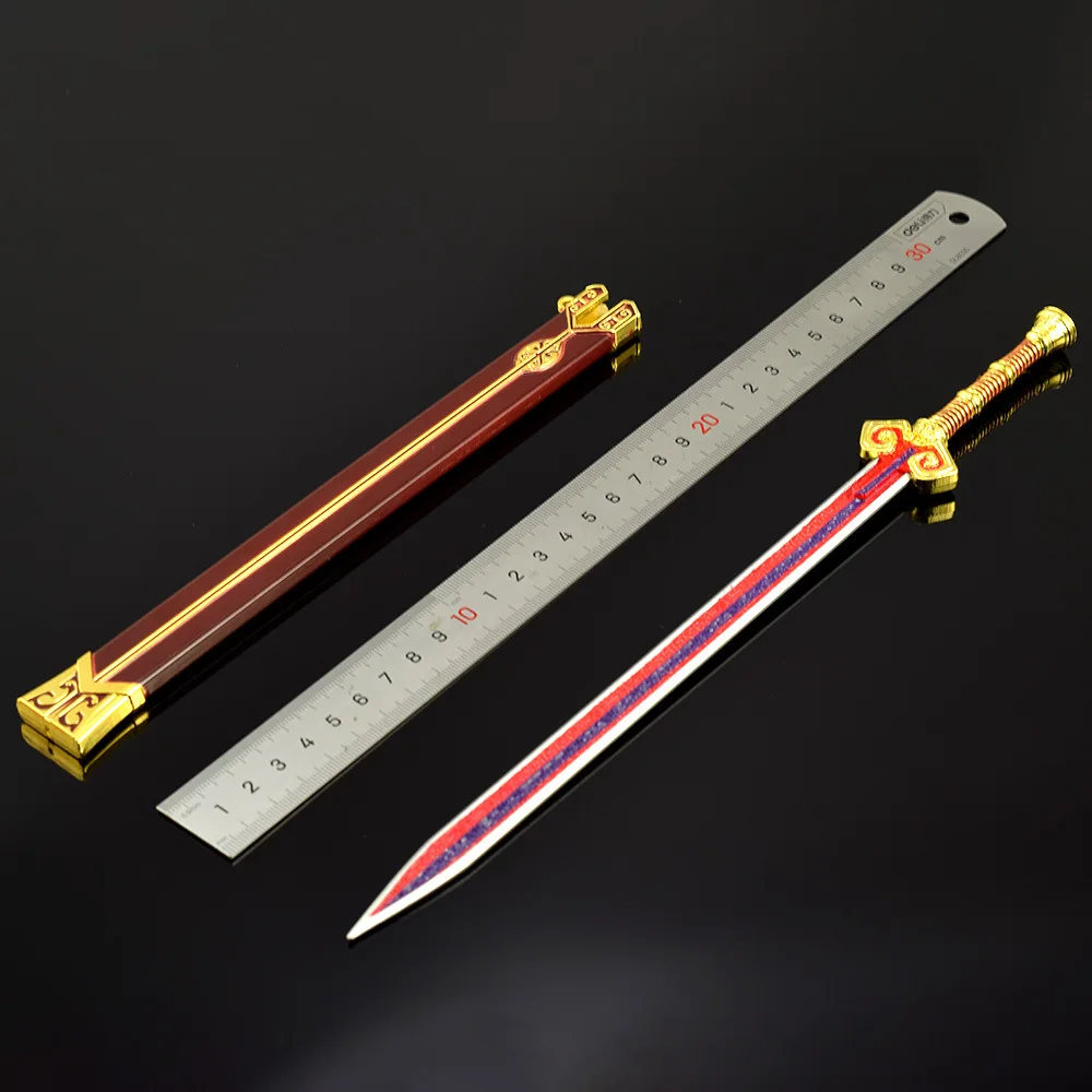 30CM Chinesische Alte Kalte Waffe Berühmte Lange Rote Schwert Voll Metall Handwerk Modell Sammeln Schreibtisch Ornamente Cosplay Schwerter Spielzeug