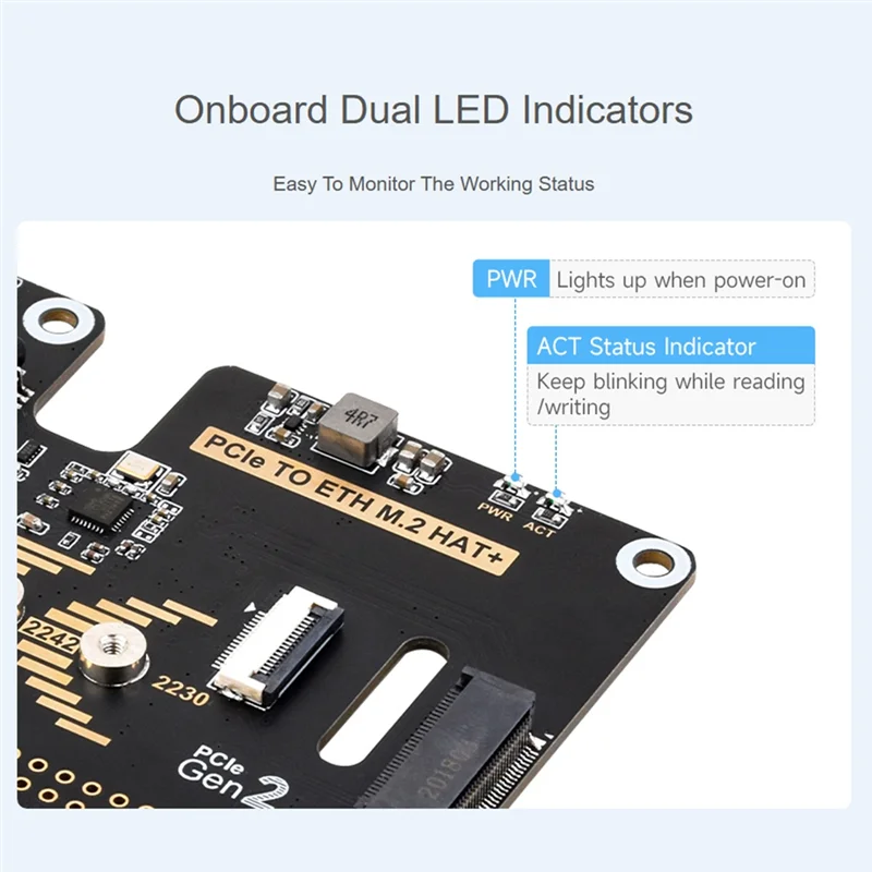 Micro-Snow Berry Pi 5 PCLE do Gigabit Ethernet /M.2 Transfer Board HAT + standardowy przeciwutleniacz tonący Gold-B12B