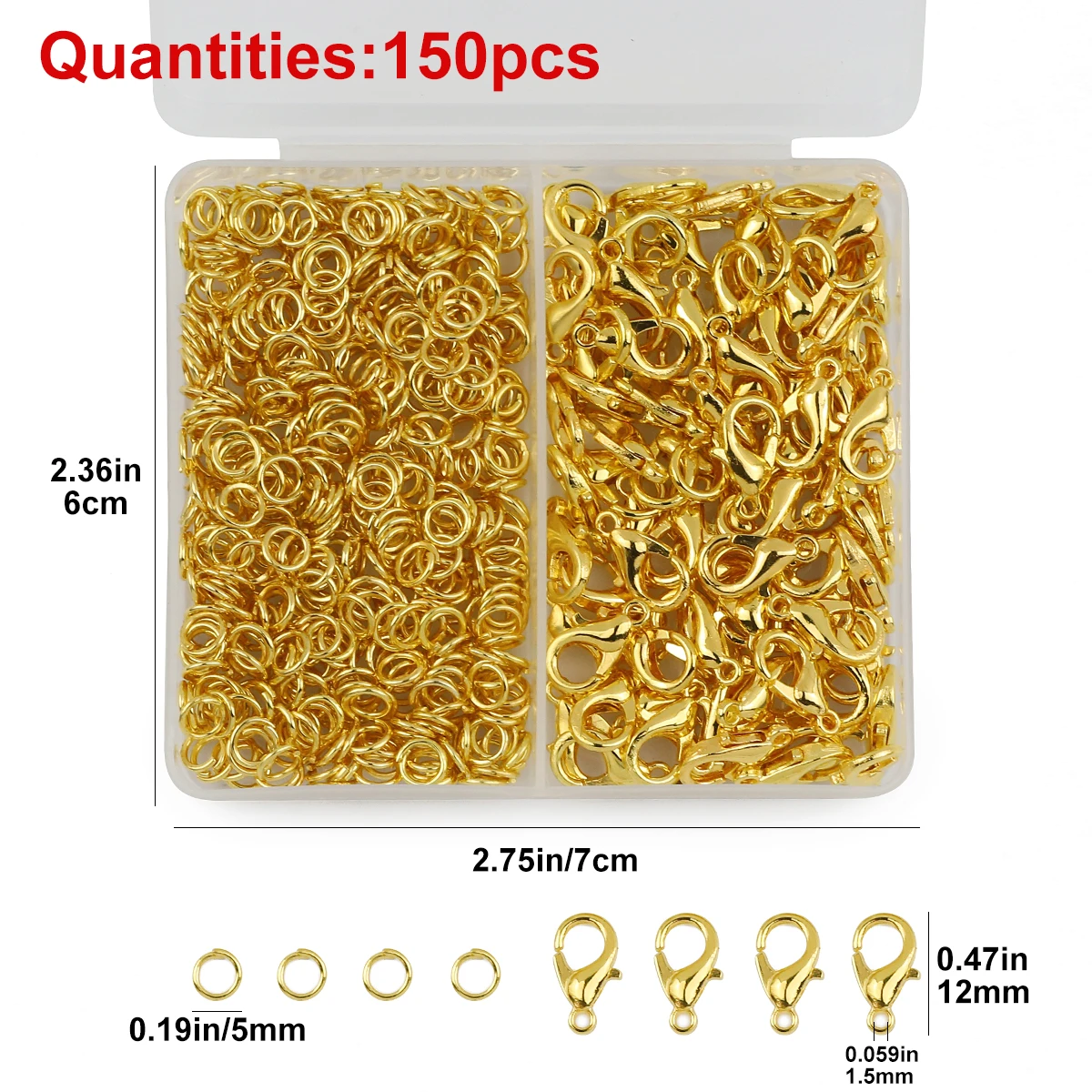 Box Diy Schmuck Materialien Zubehör Karabinerverschluss Biegeringe Ohrringverschlüsse Stopper Crimp Tube Clamshell Bead Flat Head Eye Pin