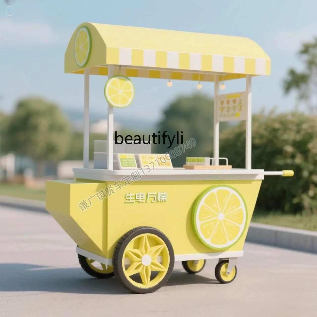 

Beverage Snack Stall Cart Commercial Street Lemon Outdoor Mobile Food Cart Mobile Stall Promotion Cart