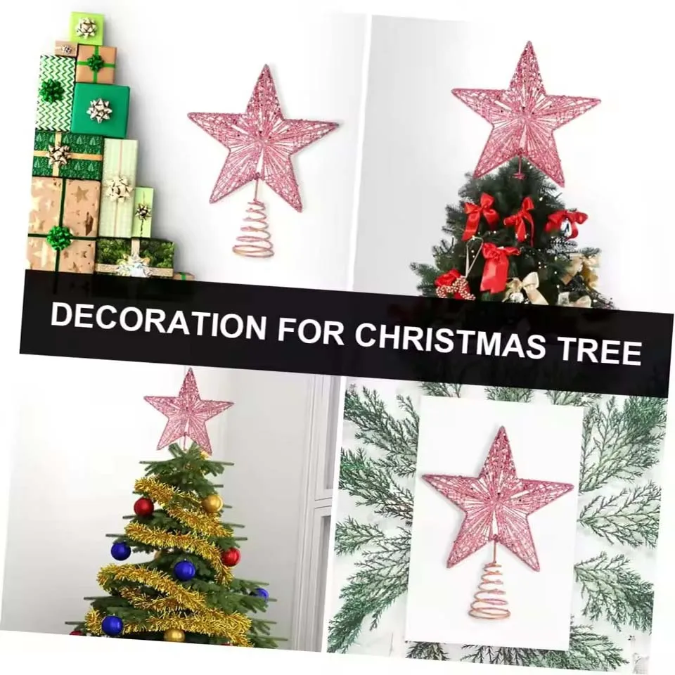 Christmas Pentagon Top Star Tree Topper Exquisite Star Xmas Tree Fake Tree Small Christmas Star Topper Christmas Decorations