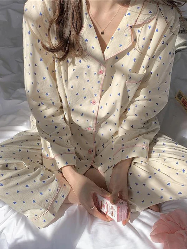 

Пижамный комплект с принтом Long Sve, женская повседневная домашняя одежда, удобные дышащие брюки из полиэстера, подходит для осеннего сезона