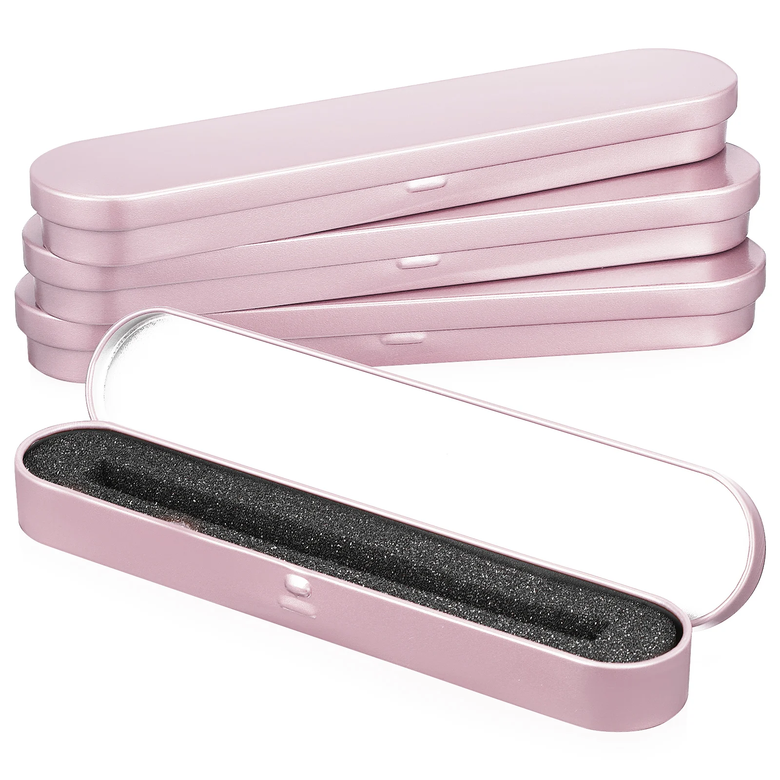 

4pcs Metal Pencil Boxes Gold Rose Sturdy Material Sponge Lining Storage Gift Empty Pen Case Student Stationery