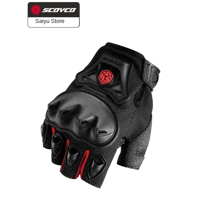 SCOYCO Motorcycle Gloves Summer Men and Women Short Mesh Off-Road Racing Gloves Shock-Proof Riding Motocross Gloves