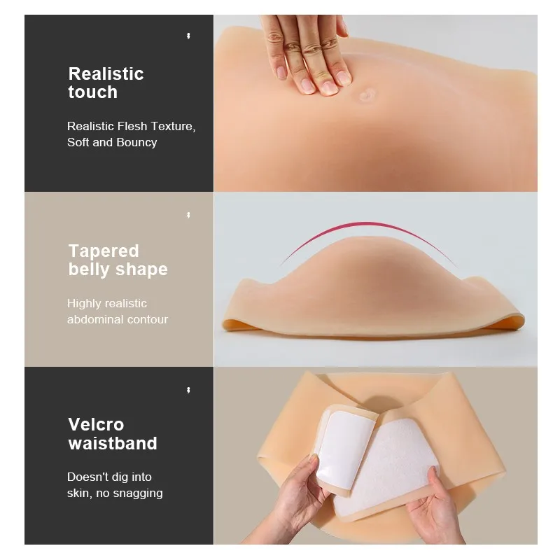 リアルなシリコン製の偽の妊娠腹、ストレッチマーク付き、写真/ビデオ撮影用マタニティシミュレーション小道具