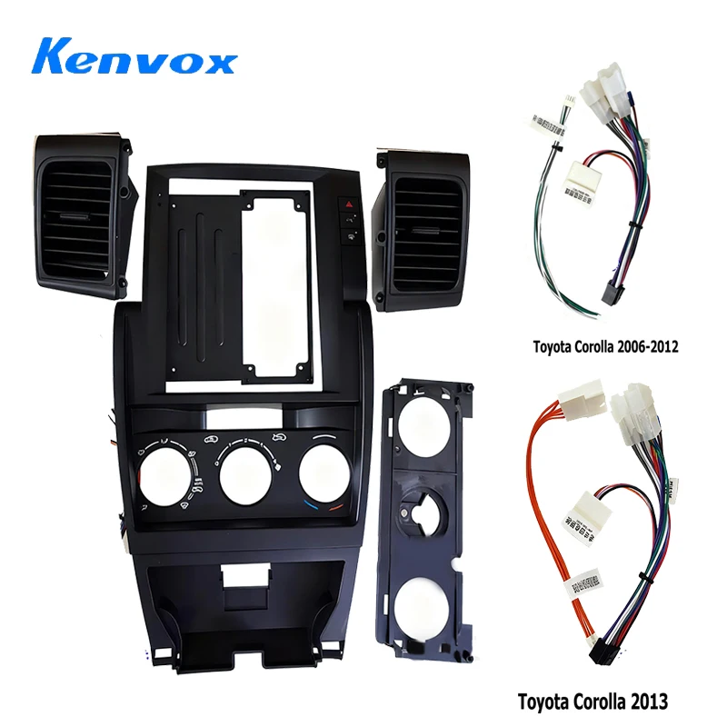 9.7 inch Android Car radio frame For Toyota Corolla 2013 LHD 2 din stereo fascias panel wire harness adapter