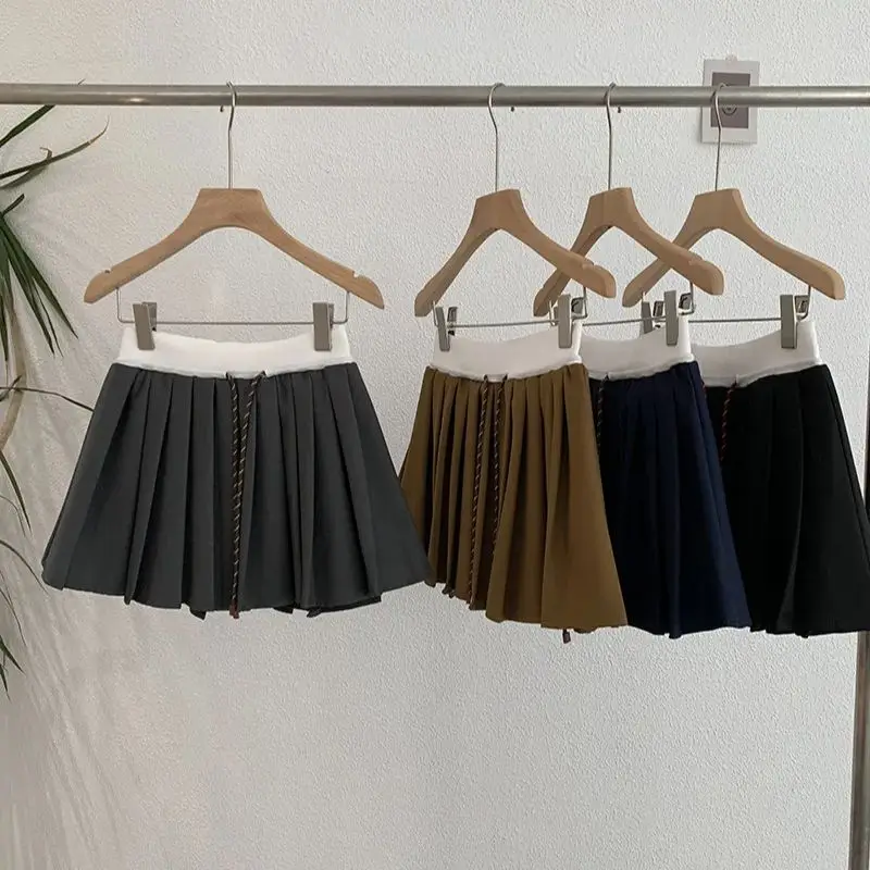 Irregular Skirts 2024 high waist anti-exposure A-line skirt heavy-duty pleated skirt retro autumn women clothing