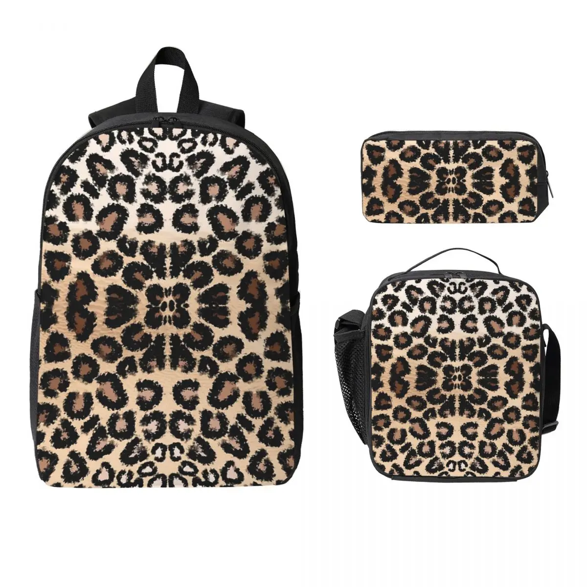 

Cheetah Pattern Leopard Texture Print Backpack Student BookBag School Bag Shoulder Bags 3ps Insulated Lunch Bag Pencil Case