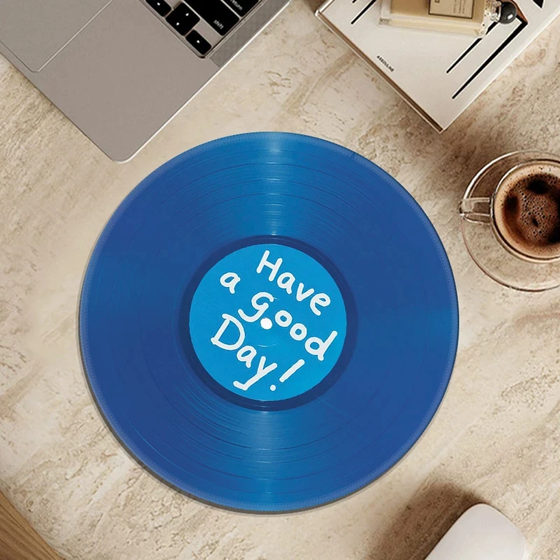 Minimalist Dopamine Record Circular Small Leather Mouse Pad Super Computer Table Mat Customization Office Mat Student Desk Mat