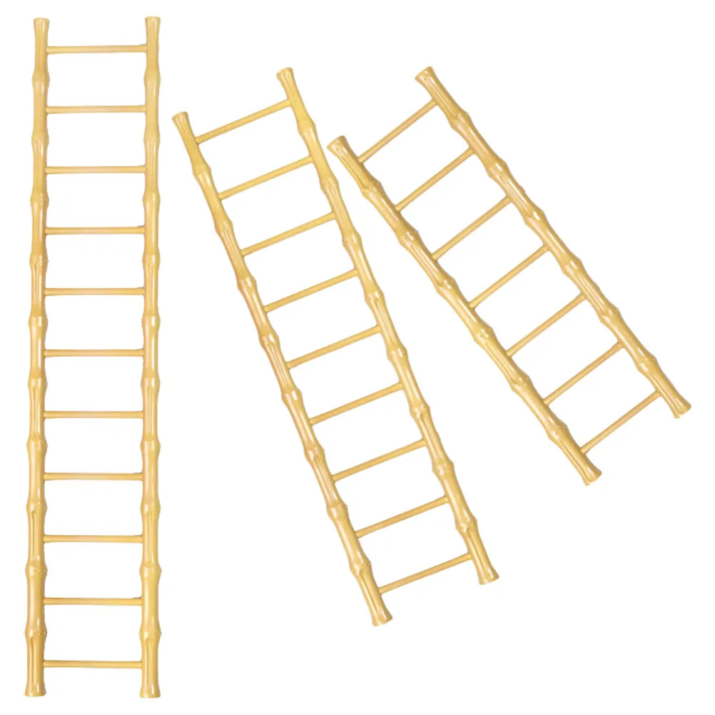 

3pcs Bamboo Ladder Decoration Miniature Wood Crafts Home Office Decor Wooden Small Adorn Retro Lucky Ornament Wealth Statue