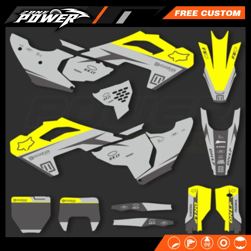 Powerzone Motorcycle Graphics background Decals Sticker Kits for Husqvarna TE FE 2024 2025 2026 TC FC 2023 2024 2025