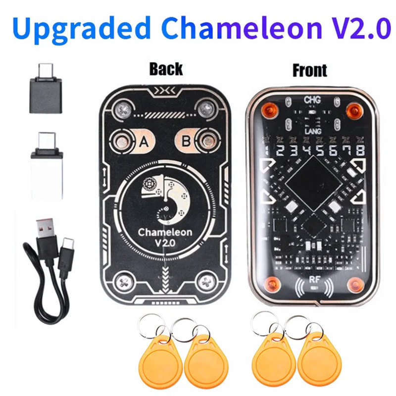 -A96Z Emulatore lettore chip intelligente Chameleon Ultra V2.0 RFID + portachiavi 4Xuid 125Khz 13,56Mhz Decodifica scheda Duplicatore NFC