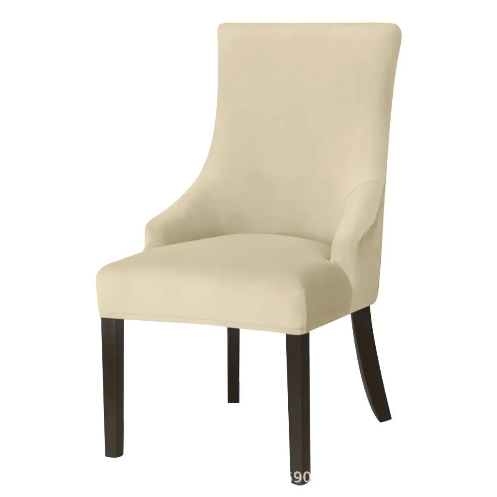 Velvet Dining Chair Cover Strech Spandex Chair Covers High Back Sloping Arm Elastic Chairs Slipcovers For Banquet Home Decor