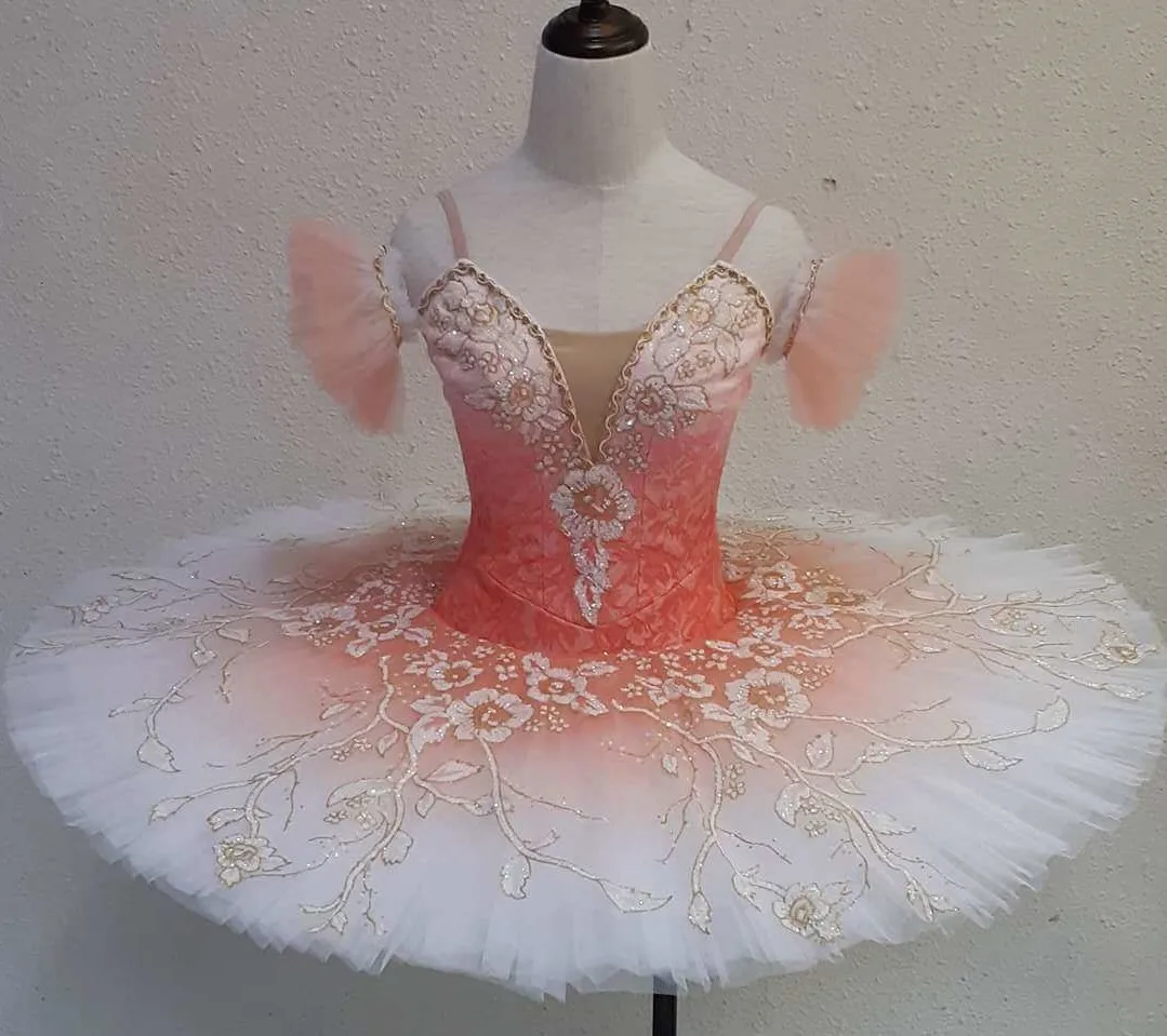 Fashion High Quality Ombre Dyed Kids Girls Ballet Dance Competition Wear Professional Tutu