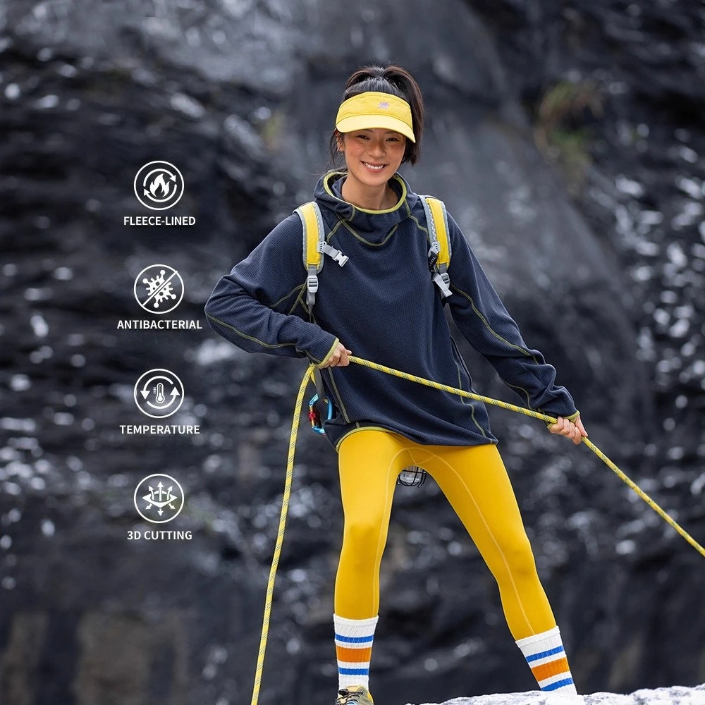 

Hooded Round-Neck Fleece-Lined Warmth-Retaining Long-Sleeve Sweatshirt for Men & Women Outdoor Camping Warm Sweater