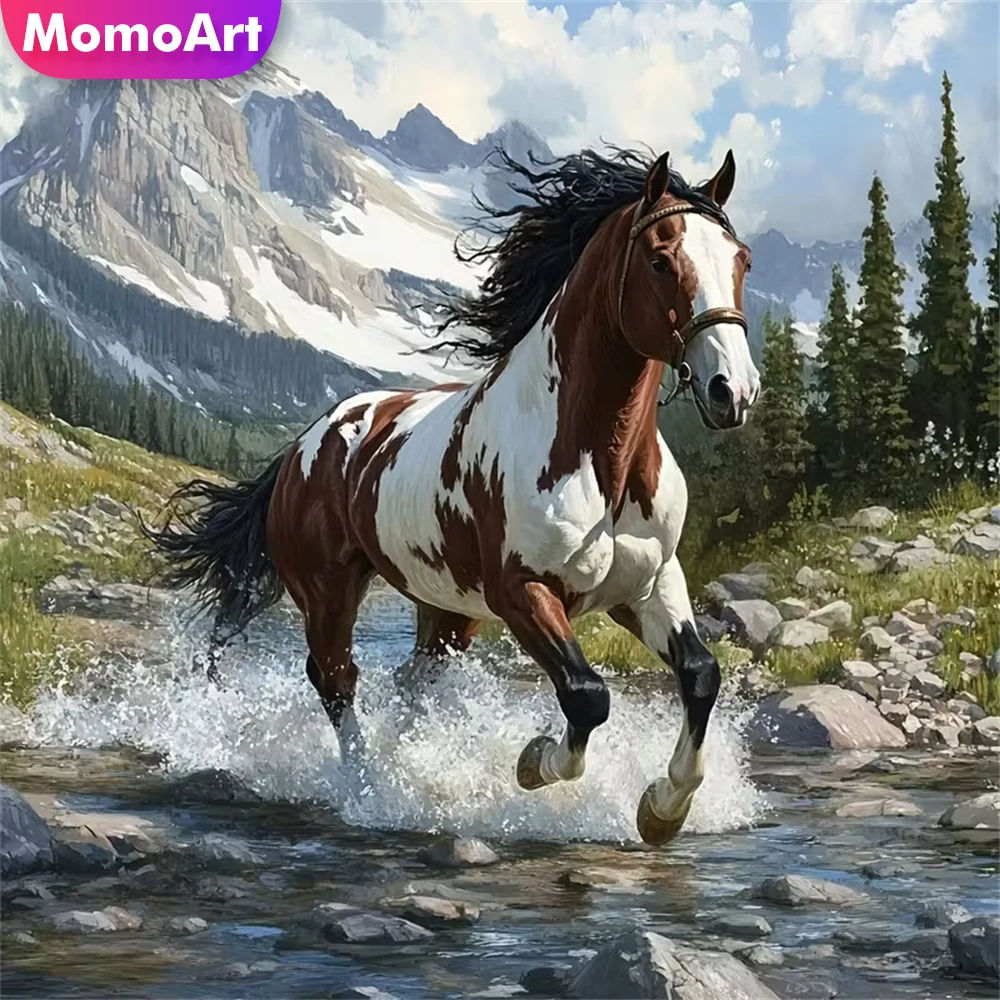 Momoart Diamant Malerei Pferd Tier Acryl Handwerk Liefert DIY Diamant Mosaik Berg Handarbeiten Kreuz Stich Hause Dekoration