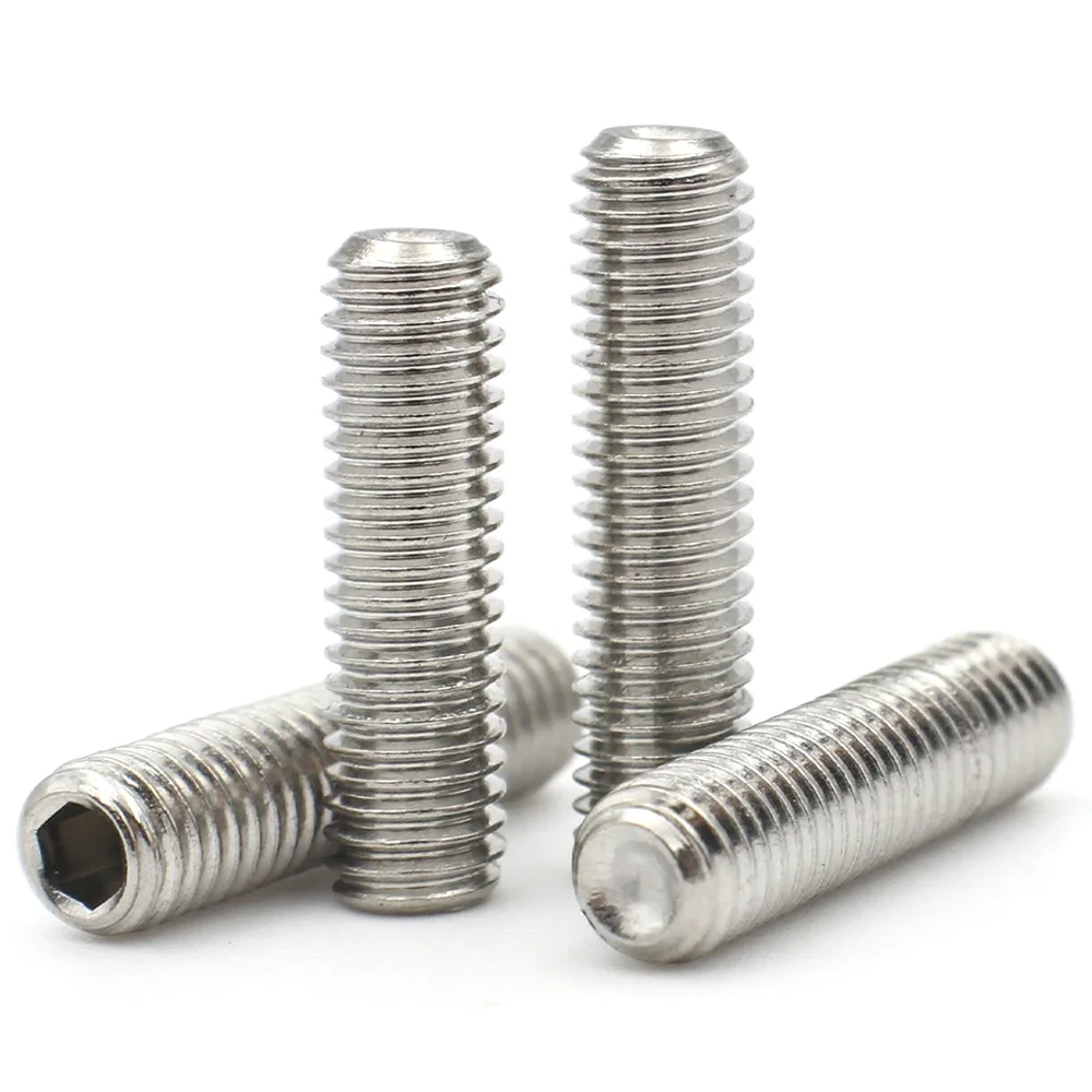30-1pcs M1.6 M2 M2.5 M3 M4 M5 M6 M8 M10 M12 M14 M16 Hexagon Hex Socket Set Screw Flat Point Allen HeadStainless Steel Headless