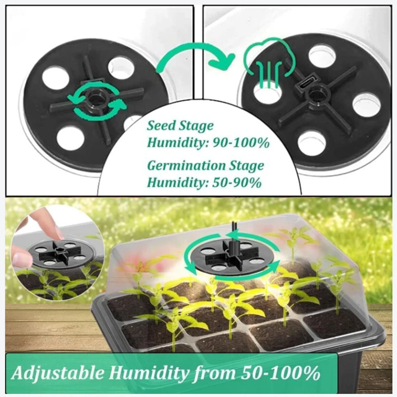 Seedling Starter Kit 1/2/3 Sets, 8 LED Grow Light Adjustable Brightness Full Spectrum, Humidity Control Dome for Germination view 6